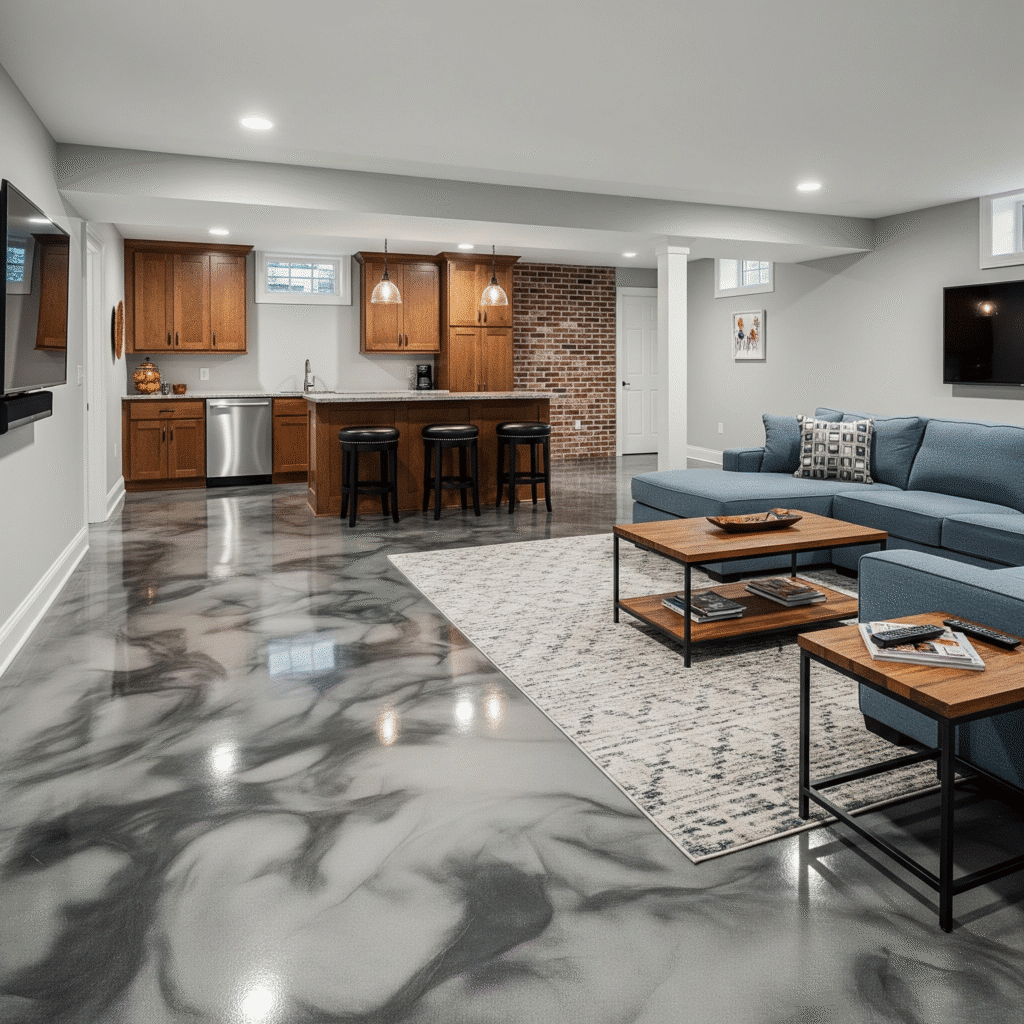 Epoxy basement floor.