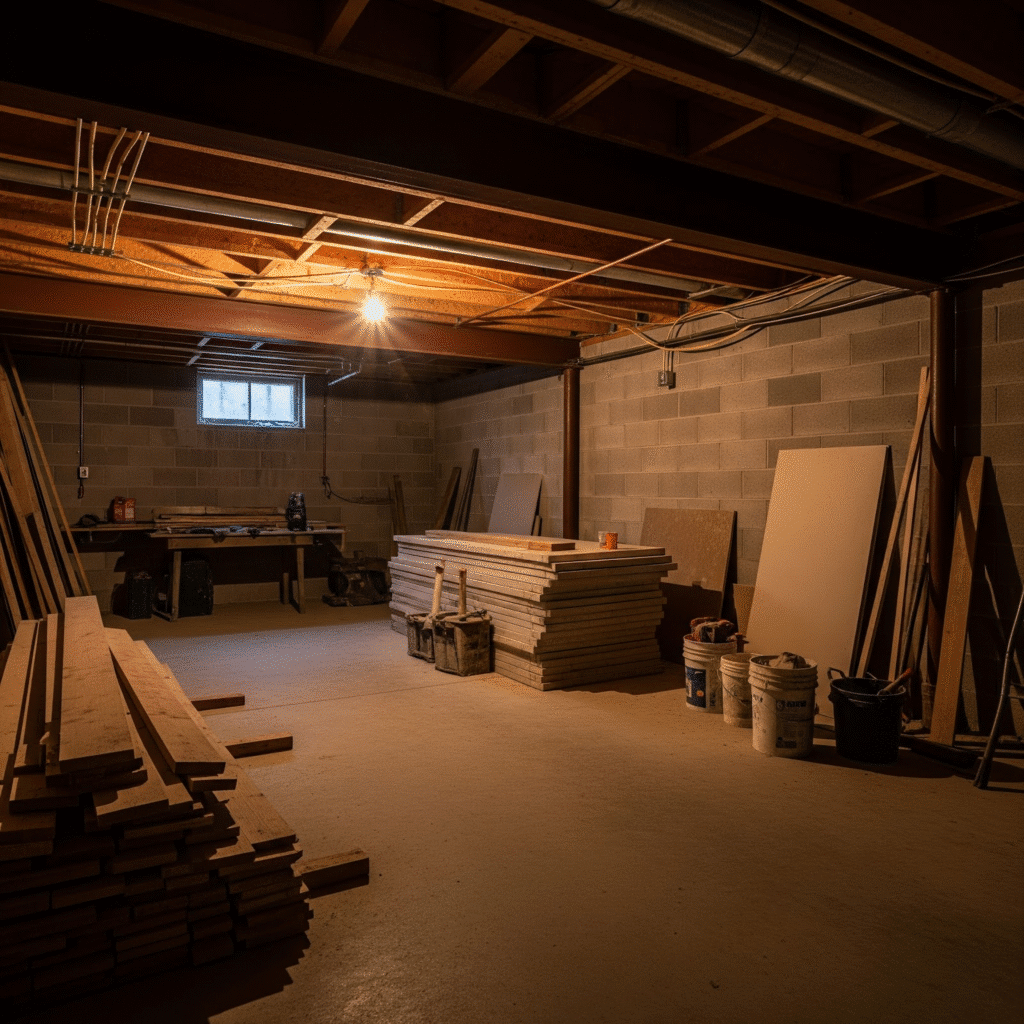 Unfinished basement in Georgia. 