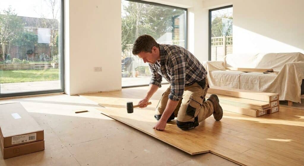 Best Sustainable Building Materials for Atlanta Home Remodeling 3 Bamboo flooring installation showing sustainable materials working in residential construction project