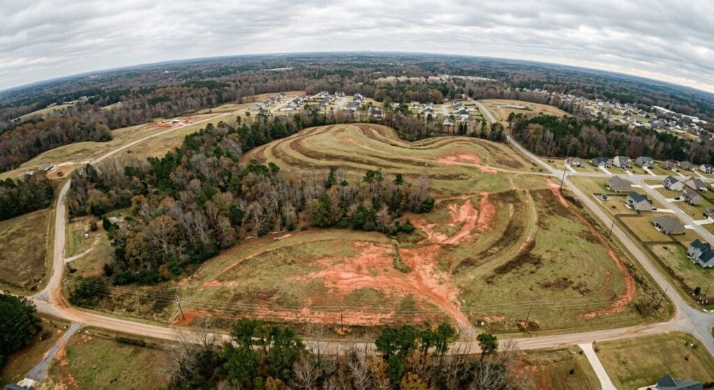 Why is Artistic Construction the Best Custom Home Builders in Canton, GA 5 Undeveloped land lot in Cherokee County Canton GA with red clay soil and gentle topography suitable for custom home construction