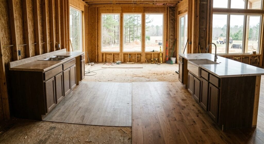Why is Artistic Construction the Best Custom Home Builders in Canton, GA 4 Custom home finishes comparison showing budget vs premium countertops and flooring options for Cherokee County Canton GA builds